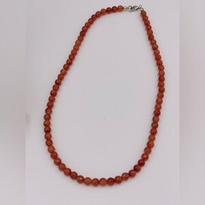 Carnelean Sterling Silver Beaded Necklace